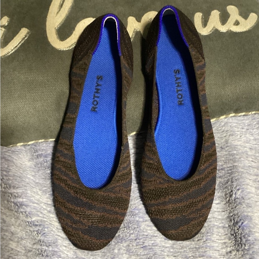 Rothy's Zebra Pattern Brown Flats